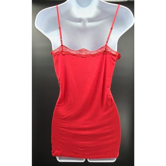 Max Rave Y2K long length women's lace/beaded/sequins trim tank red Size Large - Picture 2 of 5